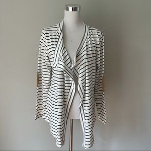 Grace & Emma Striped Elbow Patch Open Front Lightweight Cardigan Size S